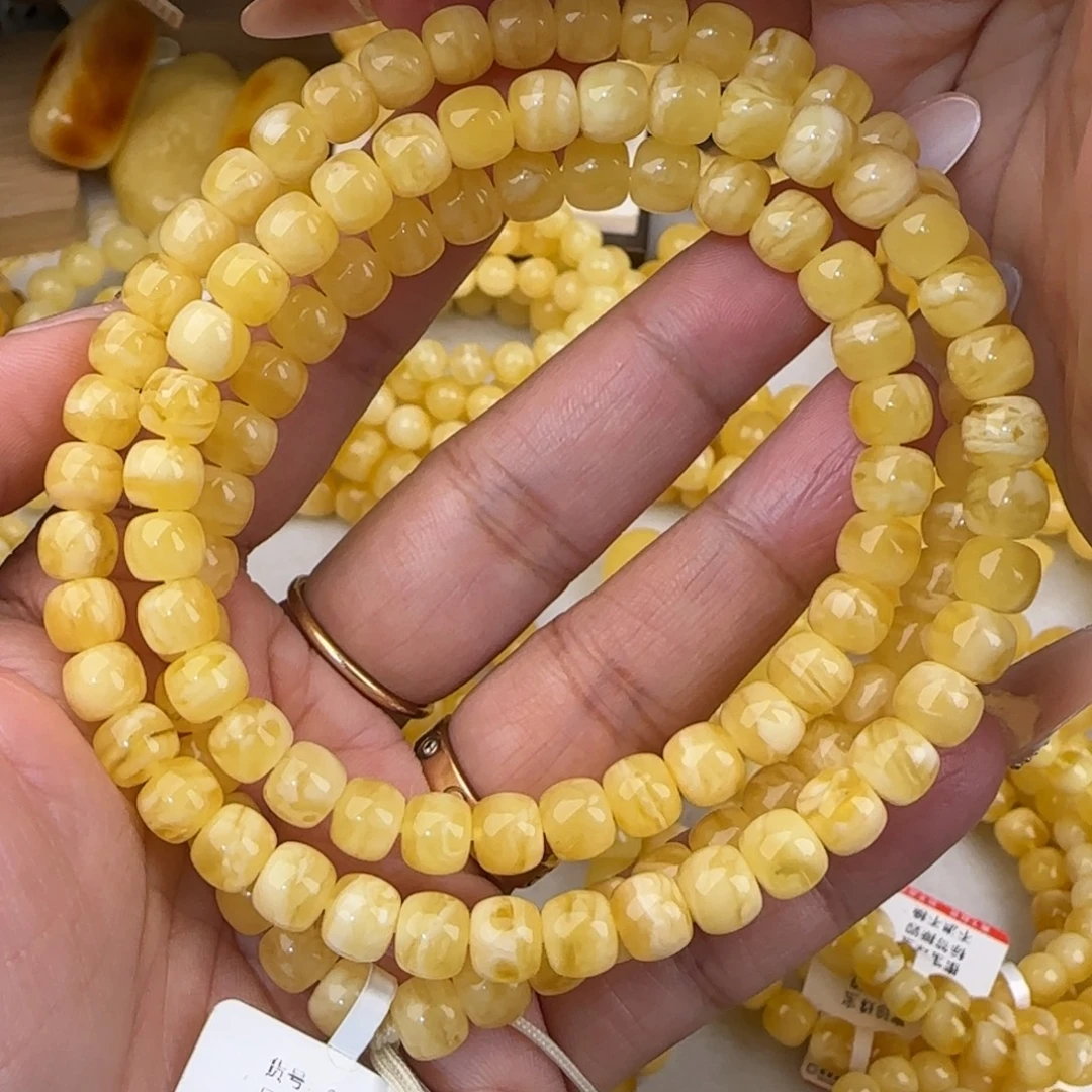 蜜蜡未镶嵌手链虎皮妖花老型