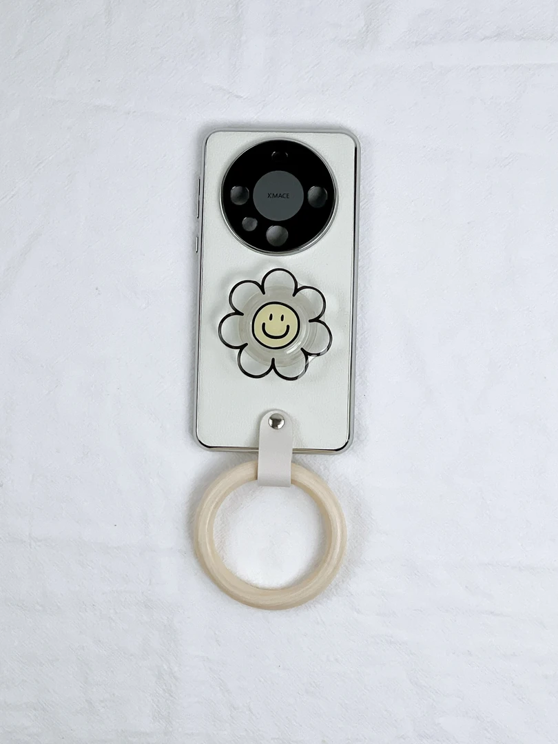 品申原创小众问界白笑脸花朵支架手提环适用华为mate70pro手机壳