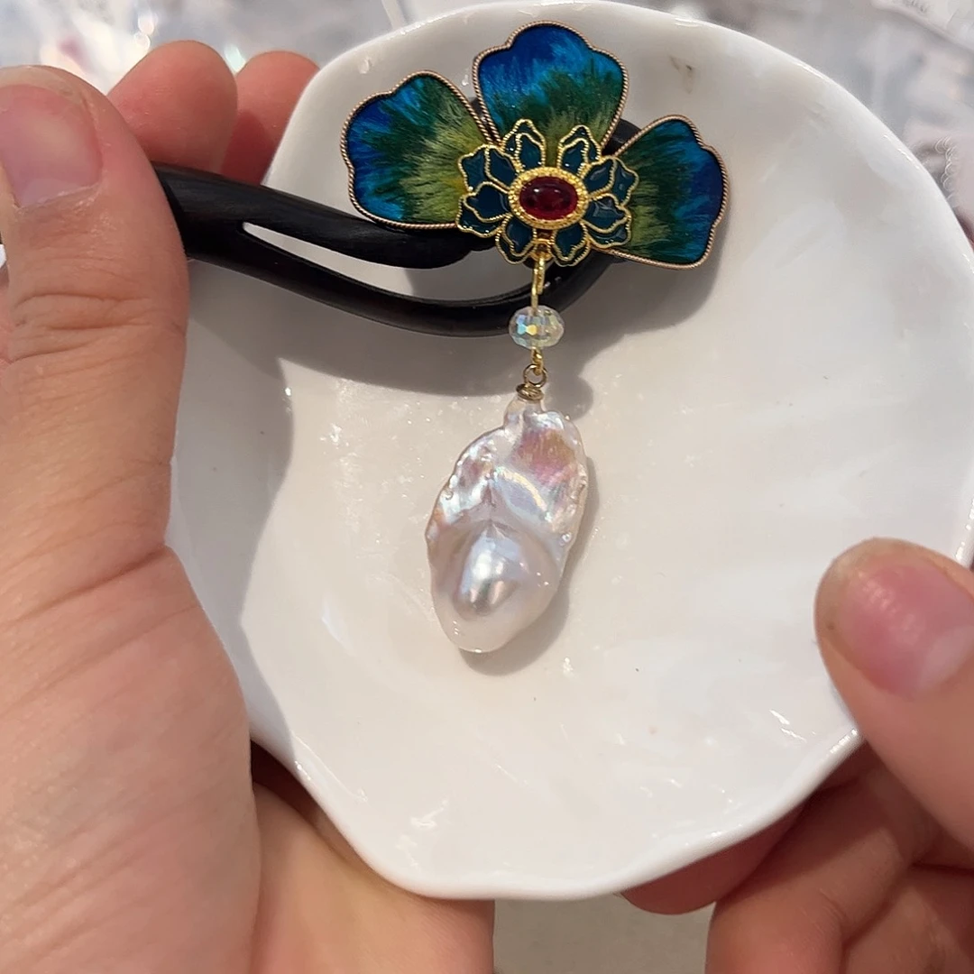 合金淡水珍珠耳饰