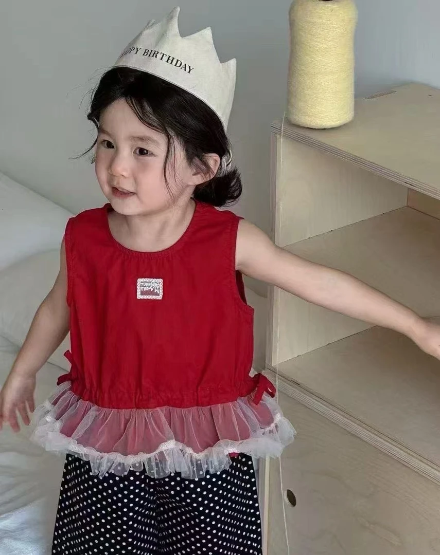 【新疆包邮】夏季新款花边波点套装J011