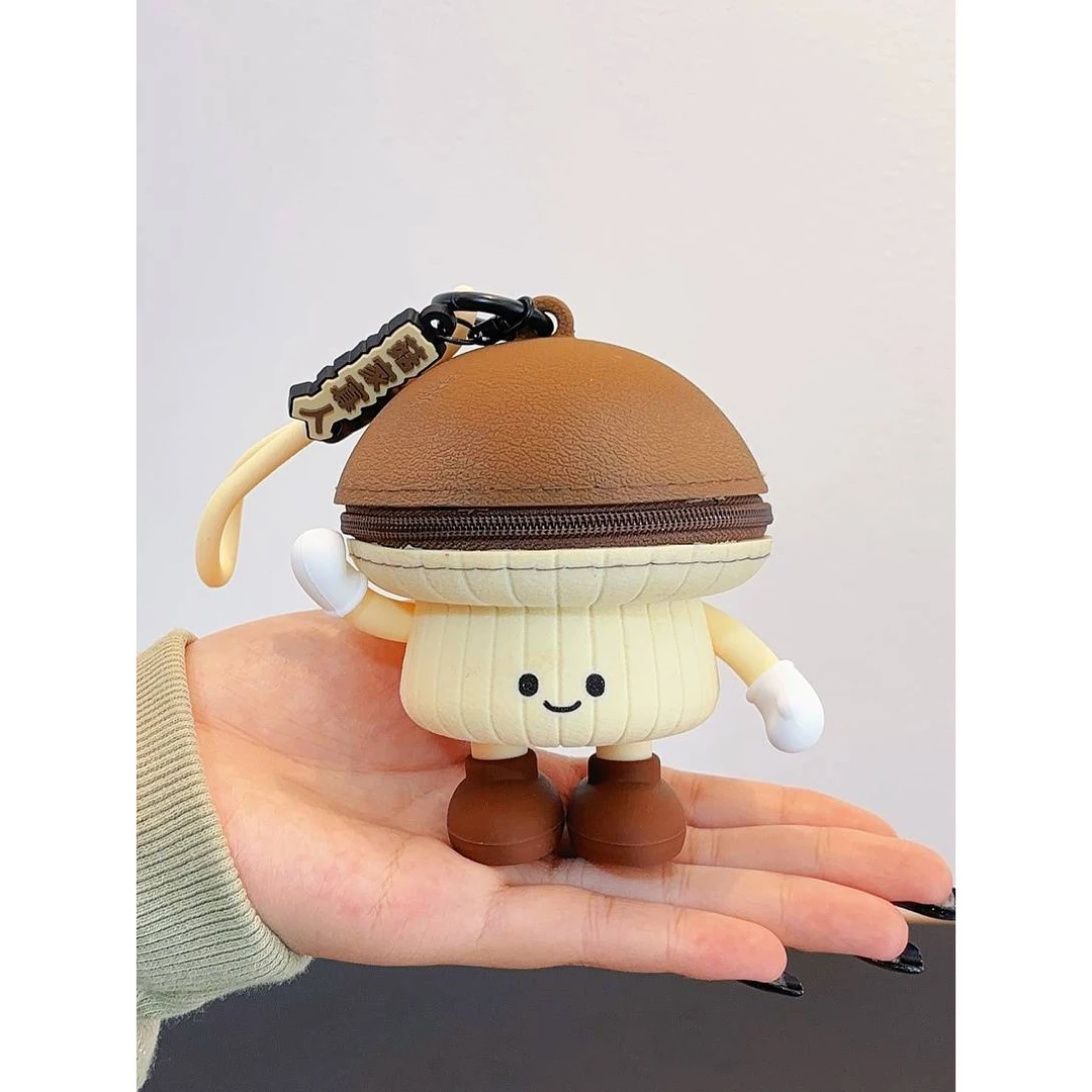 Mu Mu 小众创意迷你小零钱包挂件情绪萌趣可爱香菇表情耳机收纳盒