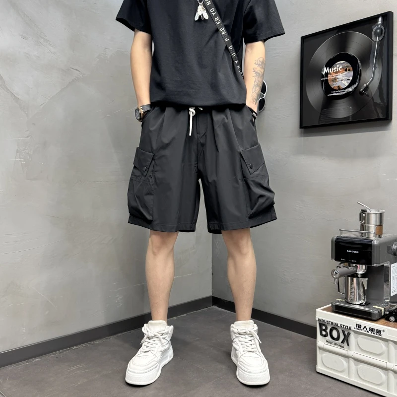 2025夏季新款男士纯色短裤百搭休闲裤多口夏季男士IP口袋工装短裤