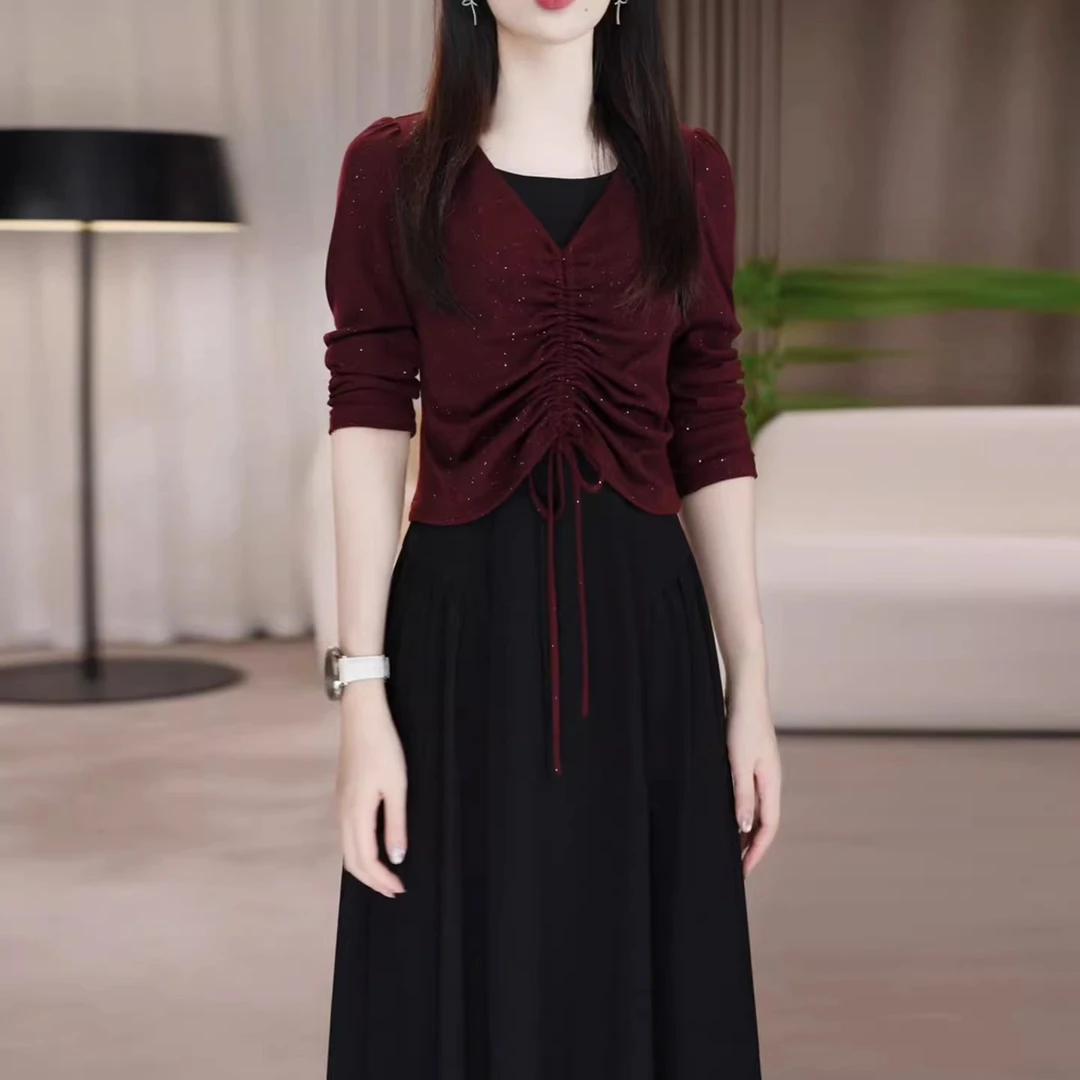 【连衣裙】2025早秋新款高贵时尚气质优雅显瘦收腰精致两件连衣裙