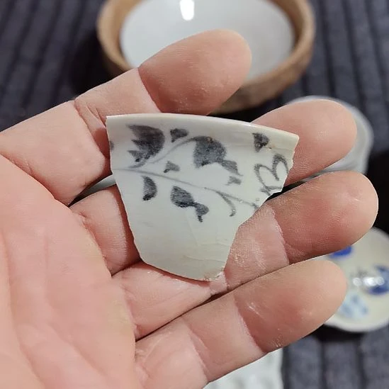 瓷片青花影青杯垫学习标本