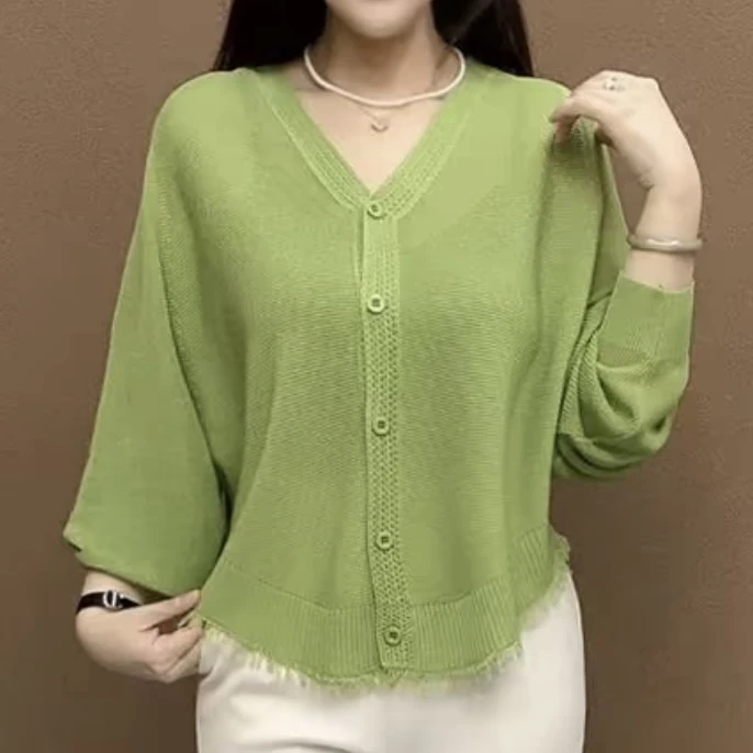 夏季薄款纽扣开衫空调衫女2025新款宽松休闲百搭减龄防晒针织小衫