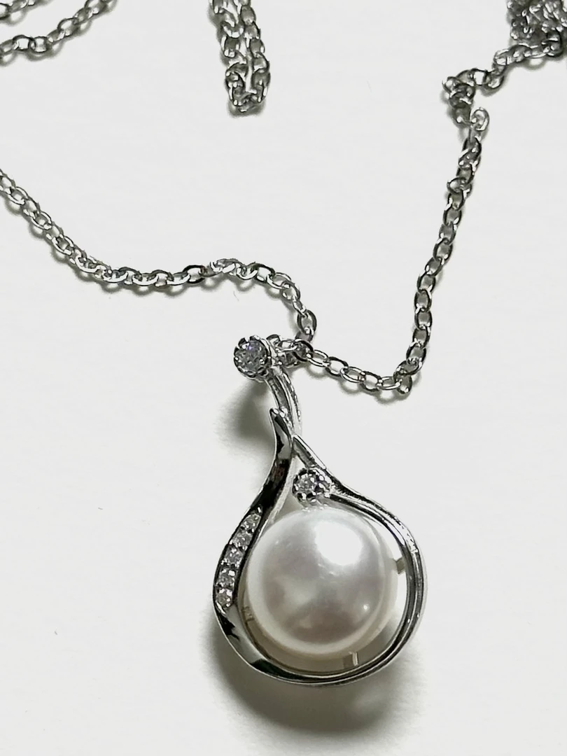 链子925银仿珍珠 925纯银珍珠高奢项链