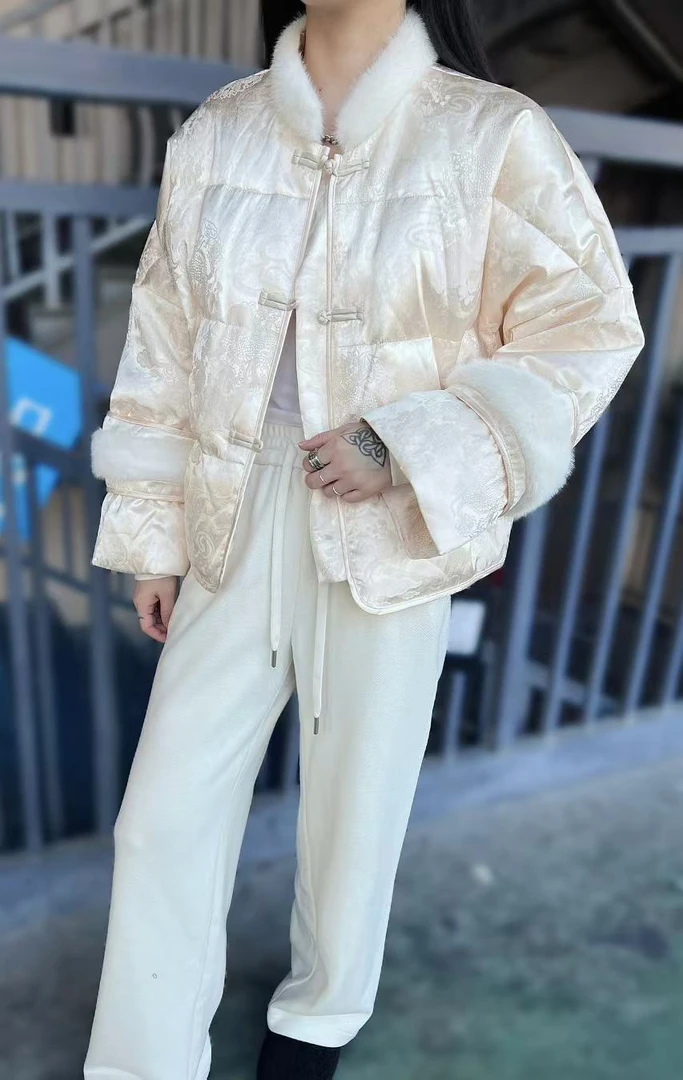 【 CB-J档口】新中式羽绒服女冬新款高级感国风名媛白鸭绒外套8511