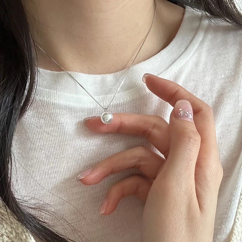 坠链均925银 珍珠项链s925纯银简约百搭款锁骨链