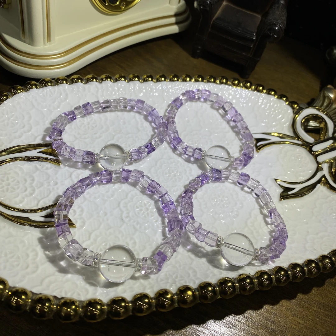 D05-天然紫水晶方糖手串单圈设计款-多样性发其一