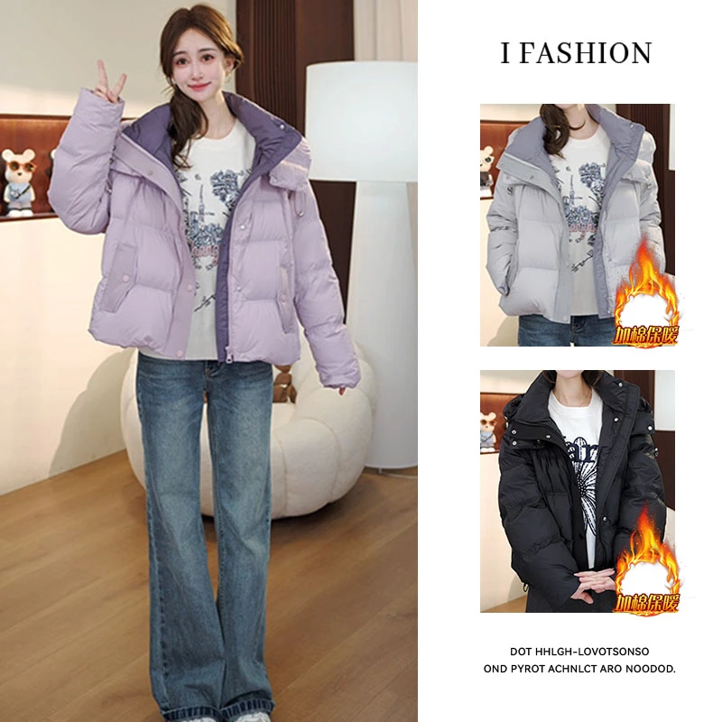 加厚时尚百搭设计感长袖棉服女2025冬季新款宽松遮肉开衫保暖外套