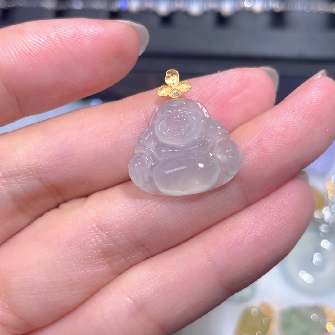 颈饰18K金镶嵌翡翠翡翠