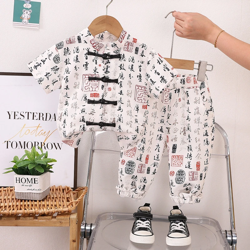 【阳宝家】男童汉服套装中国风夏季新中式唐装男孩子宝宝夏装衣服