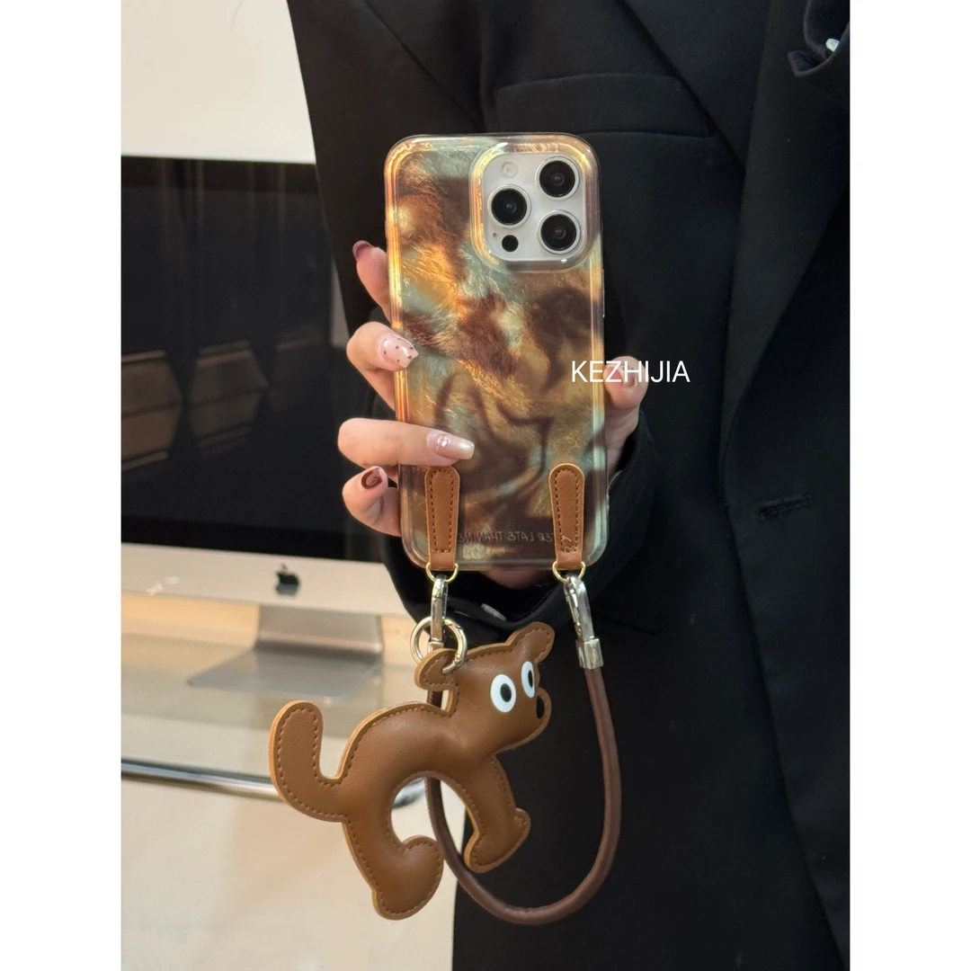 【壳之】高级棕色晕染拉花适用苹果16/15/14/13/12promax简约手机壳