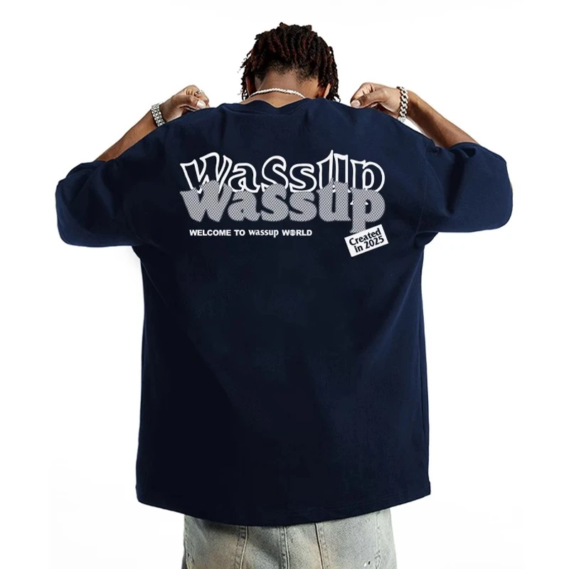 WASSUP夏季休闲宽松短袖潮牌美式字母宽松t恤男女2025新款上衣服