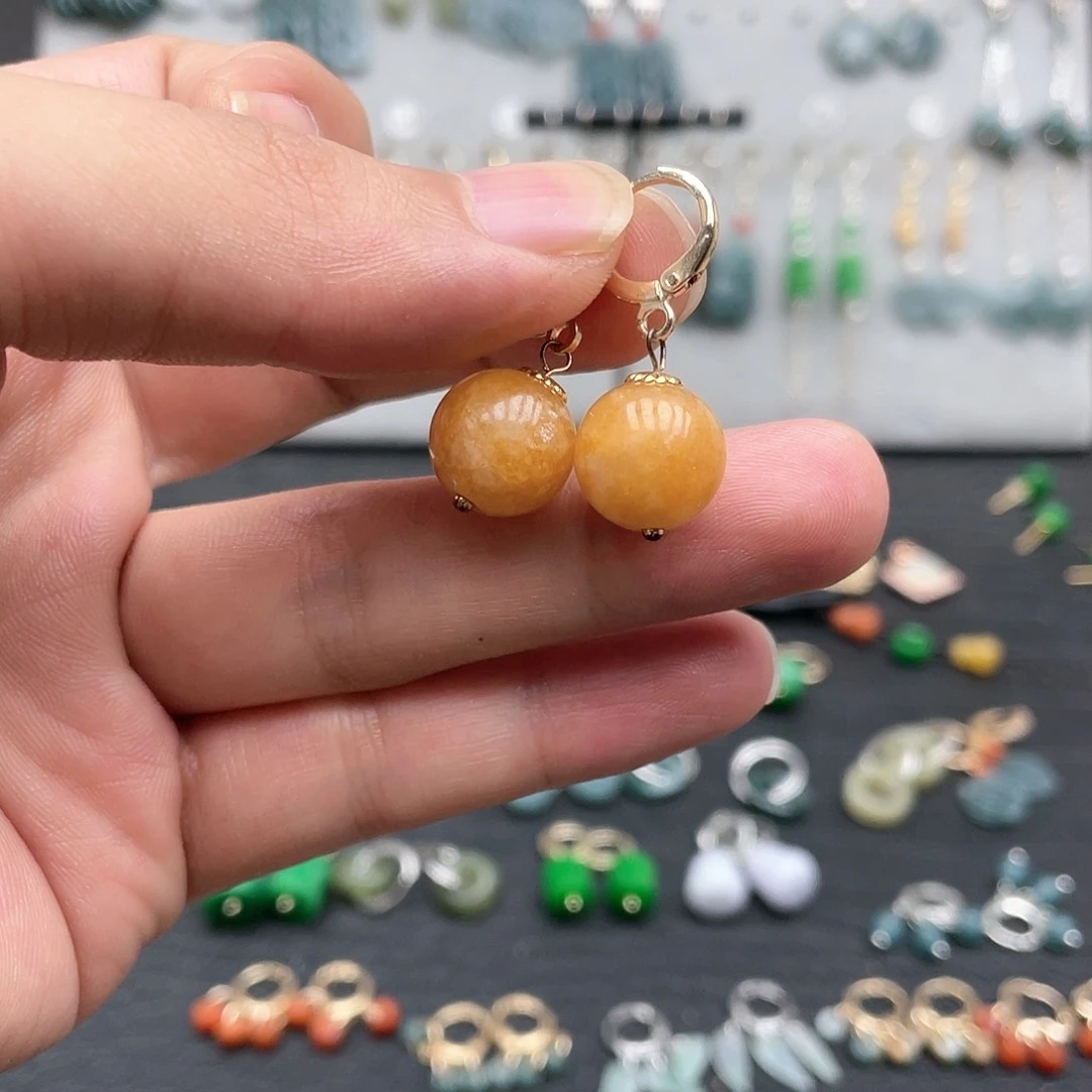 银S925镶嵌翡翠耳饰008