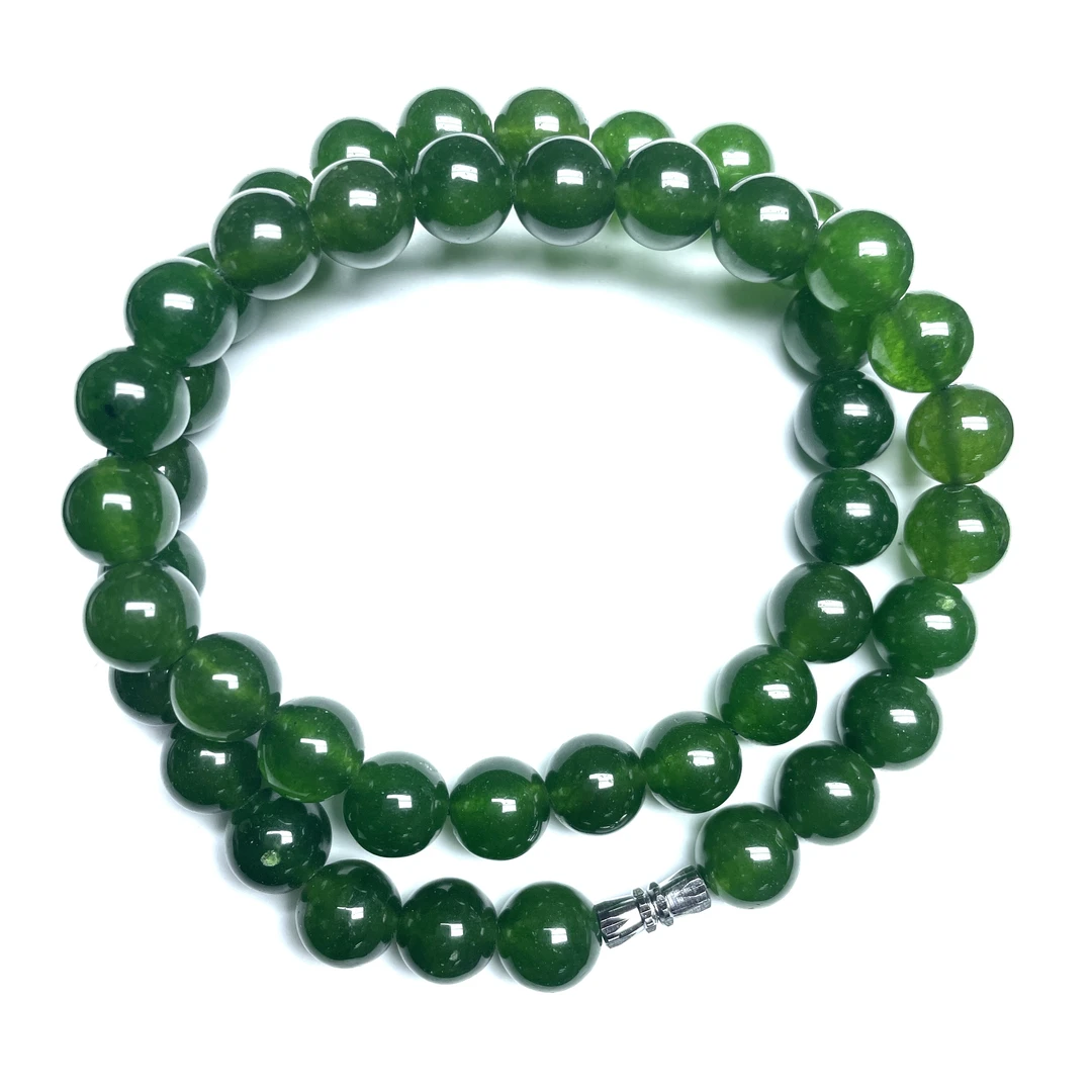 0002号10mm菠菜绿圆珠妈妈链