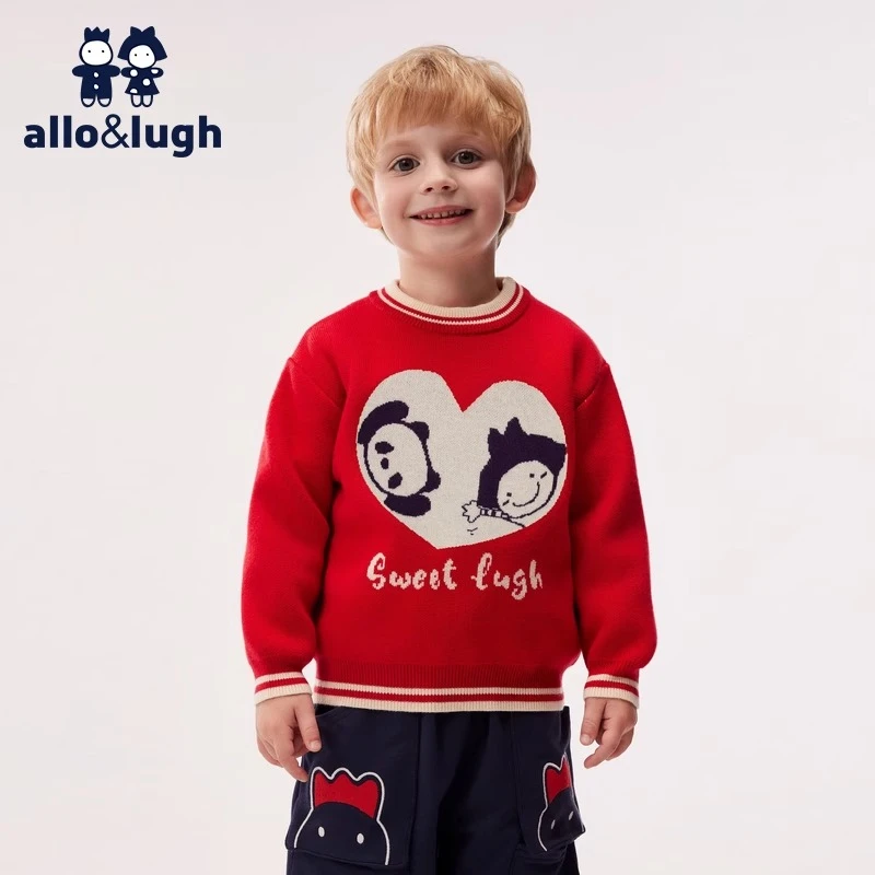 阿路和如新款儿童新中式圆领针织衫上衣