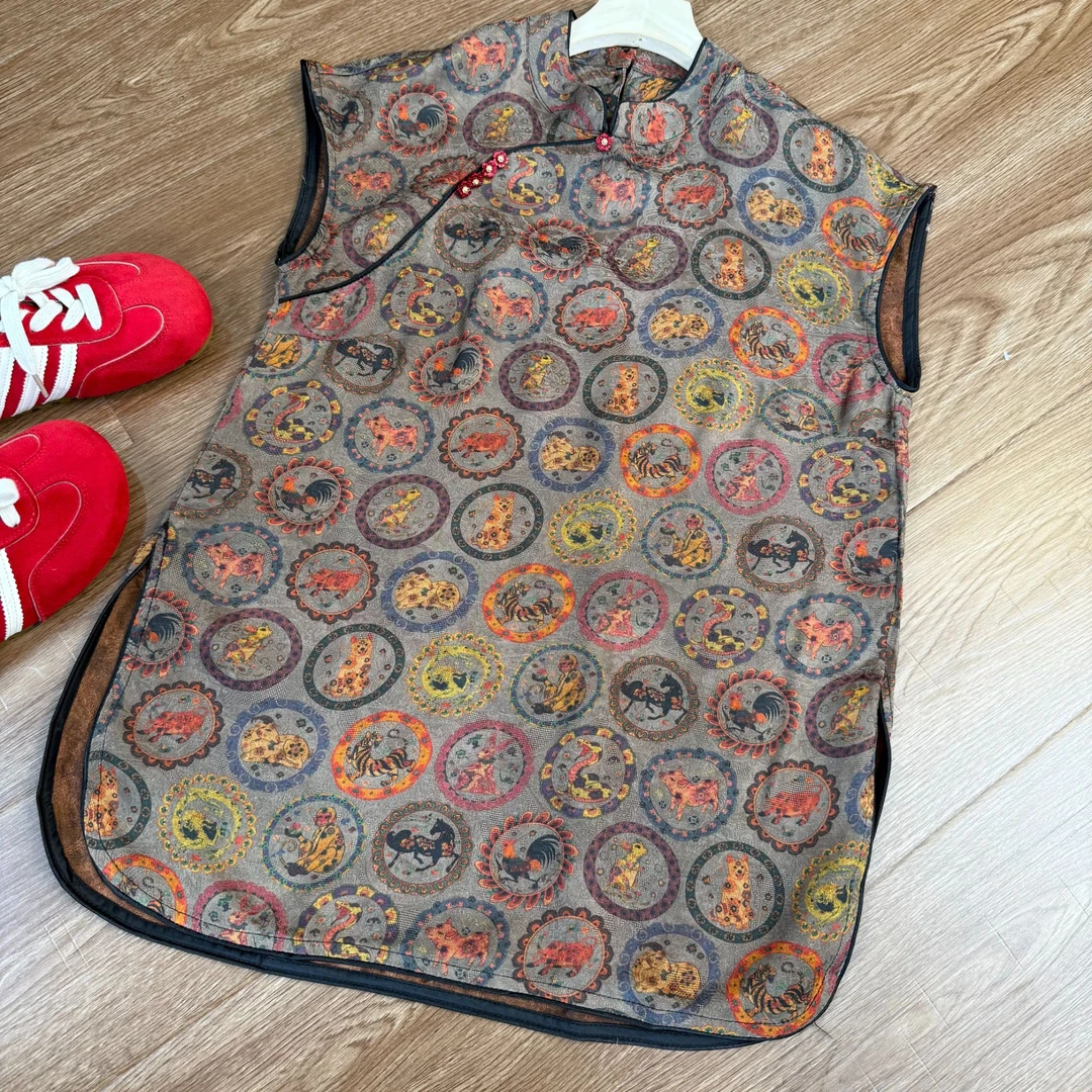 [‌‌剑啸]Z099宽松斜襟小上衣夏季新中式新款休闲无袖时尚