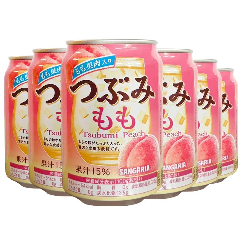 日本进口SANGARIA三佳利水蜜桃白桃汁280g/罐装果肉果汁饮料