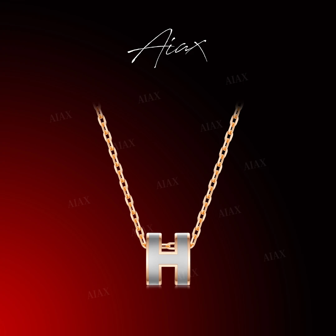 链子925银珐琅 AIAX 925银 镀K金【H】精致H项链送老婆TSJ10022