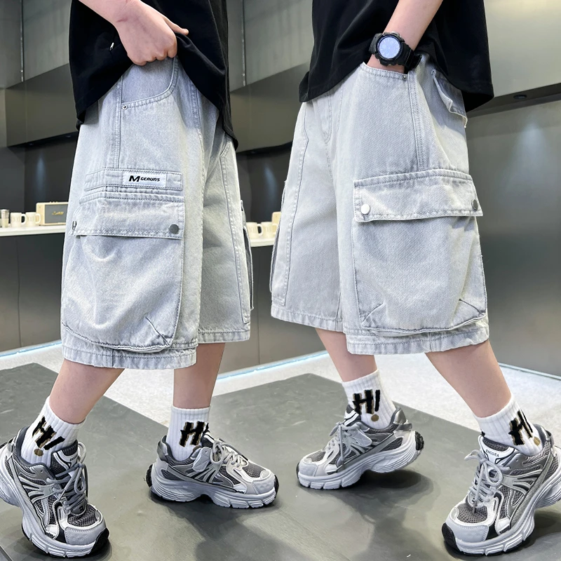 男童裤子夏季薄款牛仔短裤2025新款儿童夏装中裤中大童休闲七分裤