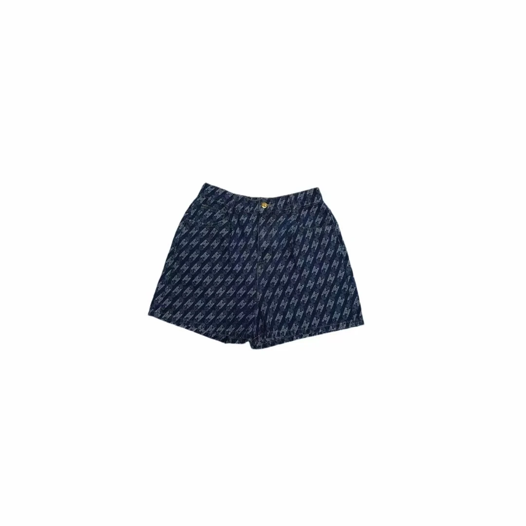 CC专柜高奢【曼巴】2025春夏新款提花高腰短裤时尚百搭牛仔裤HY186