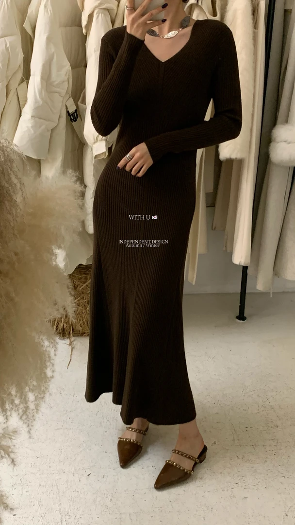 米满满-With u-612-显瘦气质温柔修身连衣裙