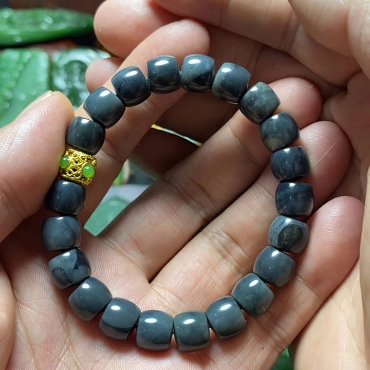 手串合金和田玉青花老型珠手串