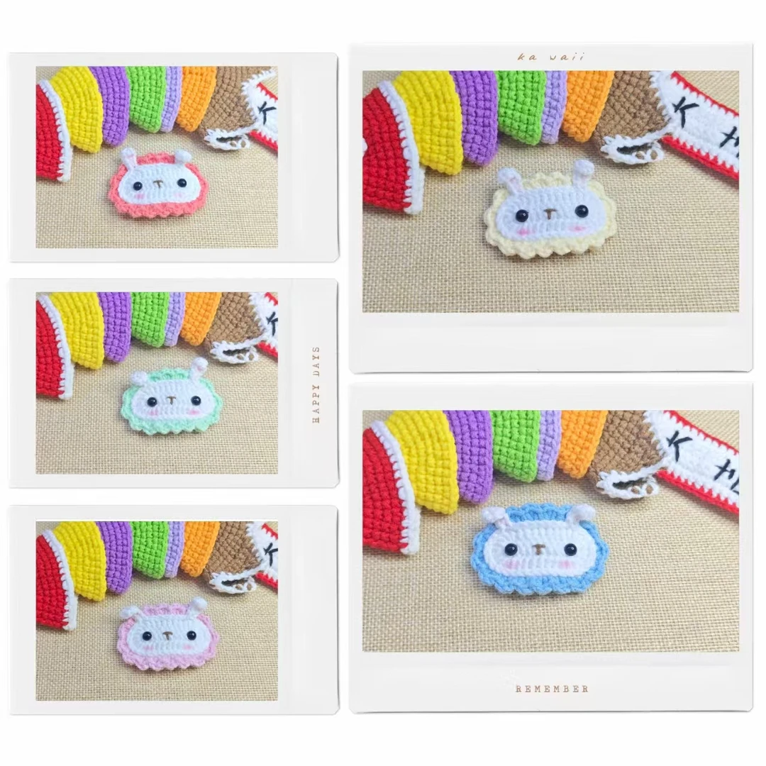 手工 毛线 钩织 五色兔子图案发夹