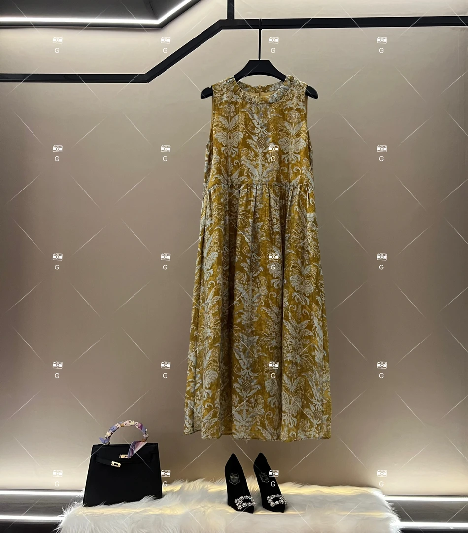 【李娜】夏季新款复古时尚百搭印花无袖连衣裙 H-679