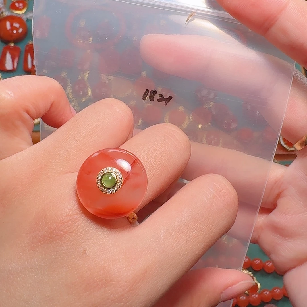 南红玛瑙银S925镶嵌戒指