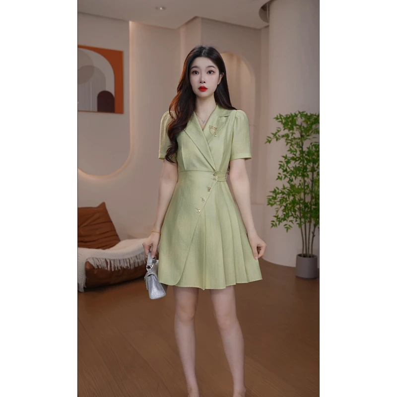 【蒂妮佳】1705气质收腰短袖显瘦连衣裙