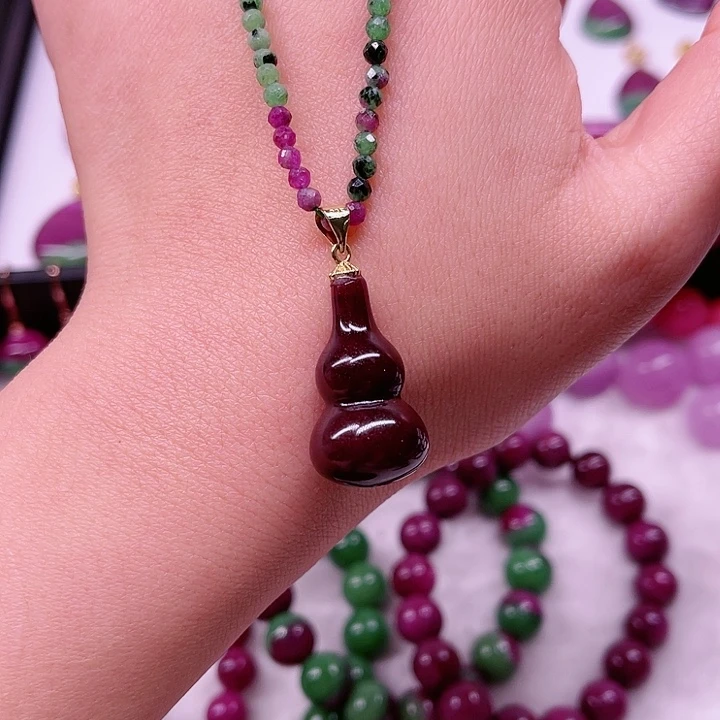 红宝石吊坠银S925镶嵌