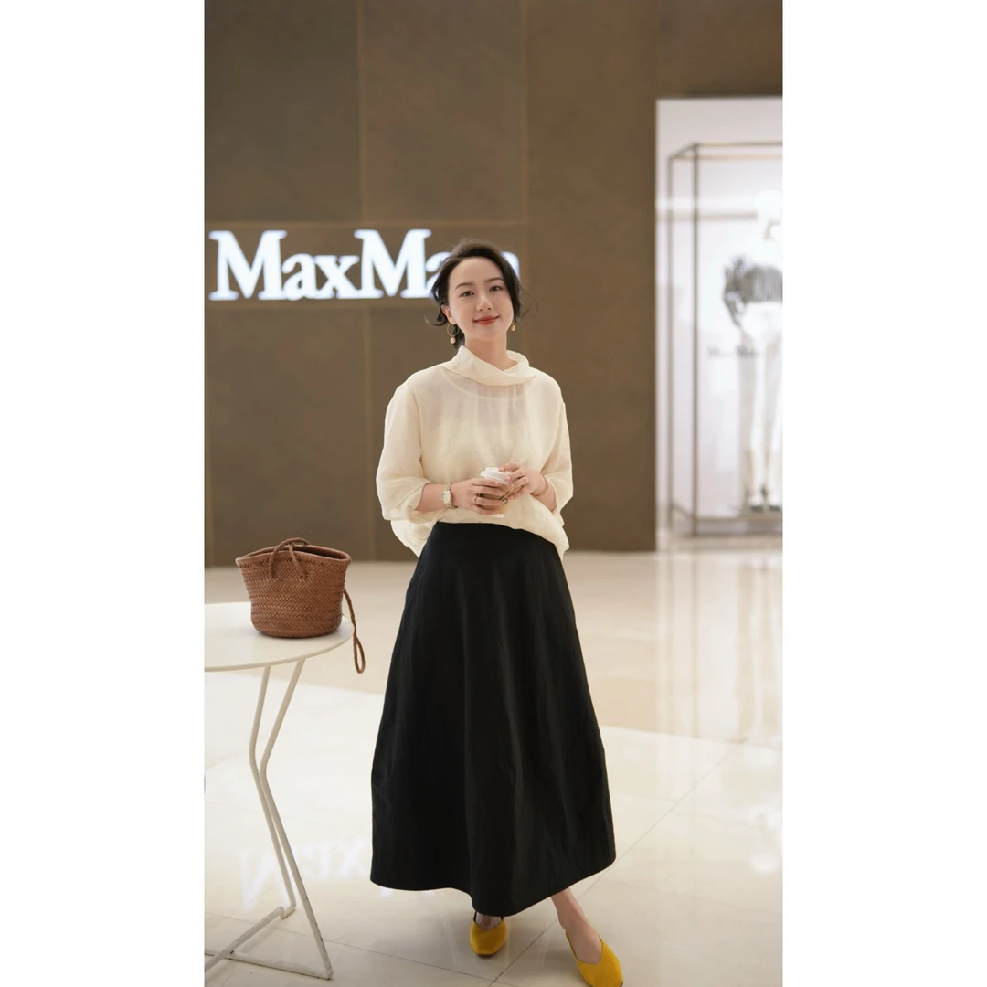 （特价款no退no换！）MEIYINA定制 清晨薄雾 真两件套叠领长袖衬衫