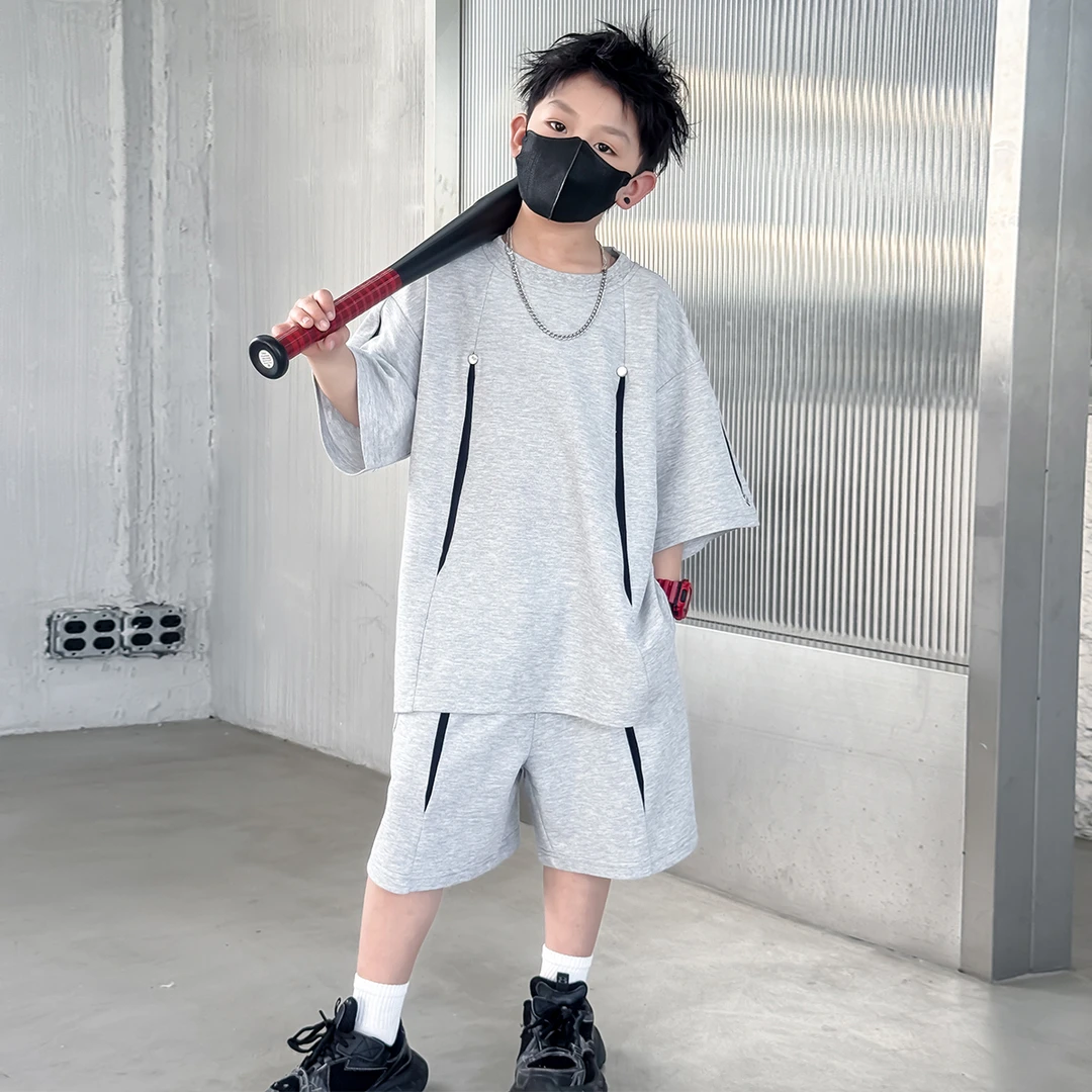 【高质量】男童运动套装夏季2025新款儿童潮凉感中大童宽松两件套潮