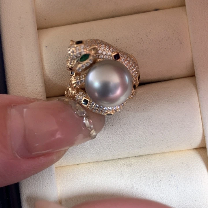 银S925镶嵌戒指海水珍珠