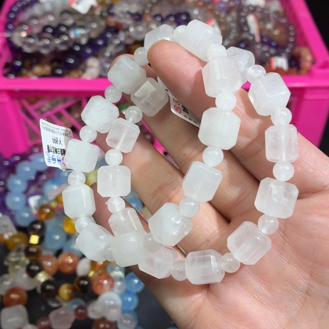 水晶未镶嵌手链白啊塞方糖