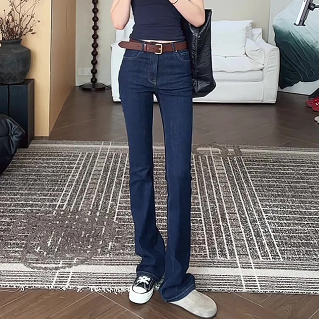 美式复古修身喇叭牛仔裤女2025年秋季新款高腰宽松显瘦弹力马蹄裤