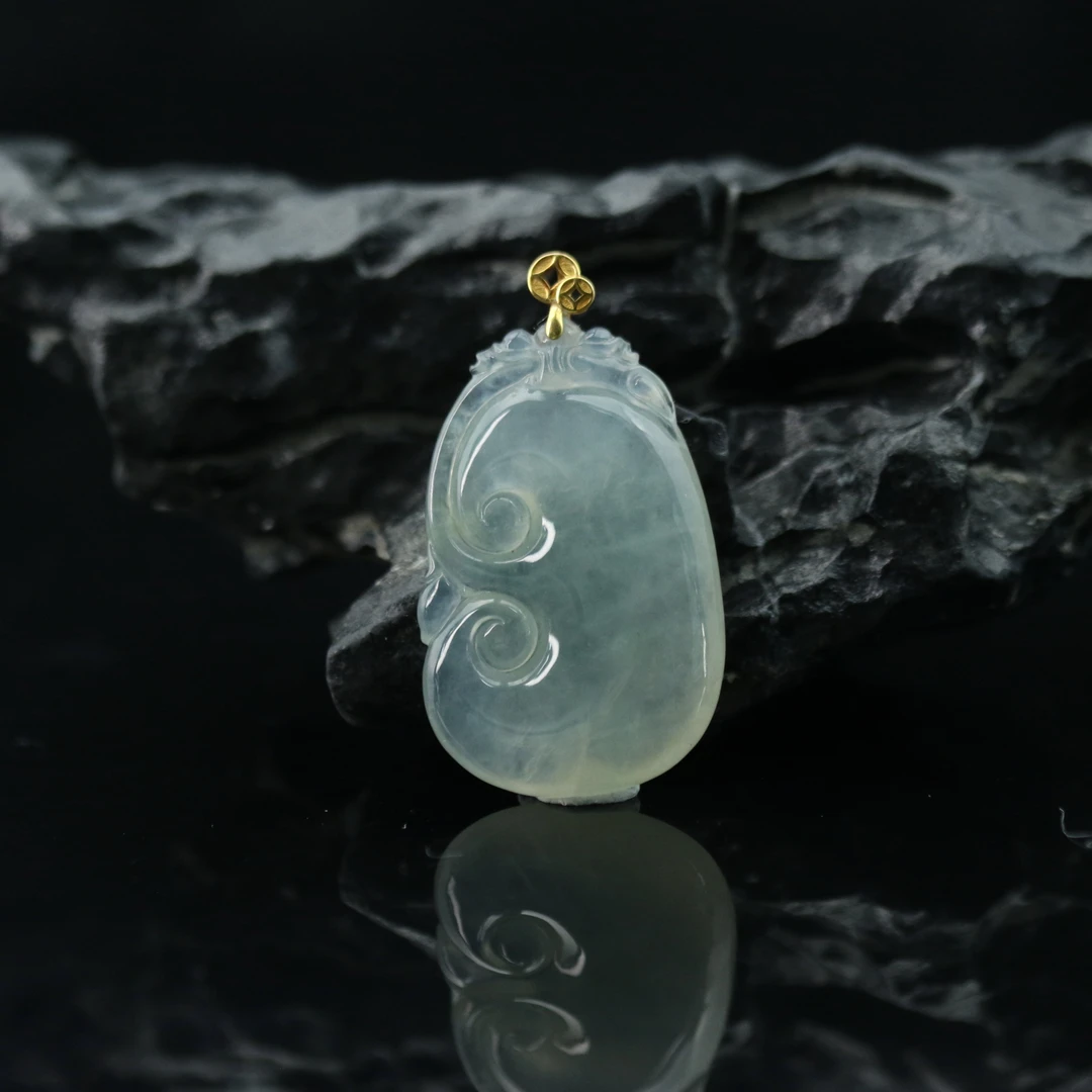 56天然缅甸翡翠A货18k如意吊坠/901118/上海嘉禾拍卖