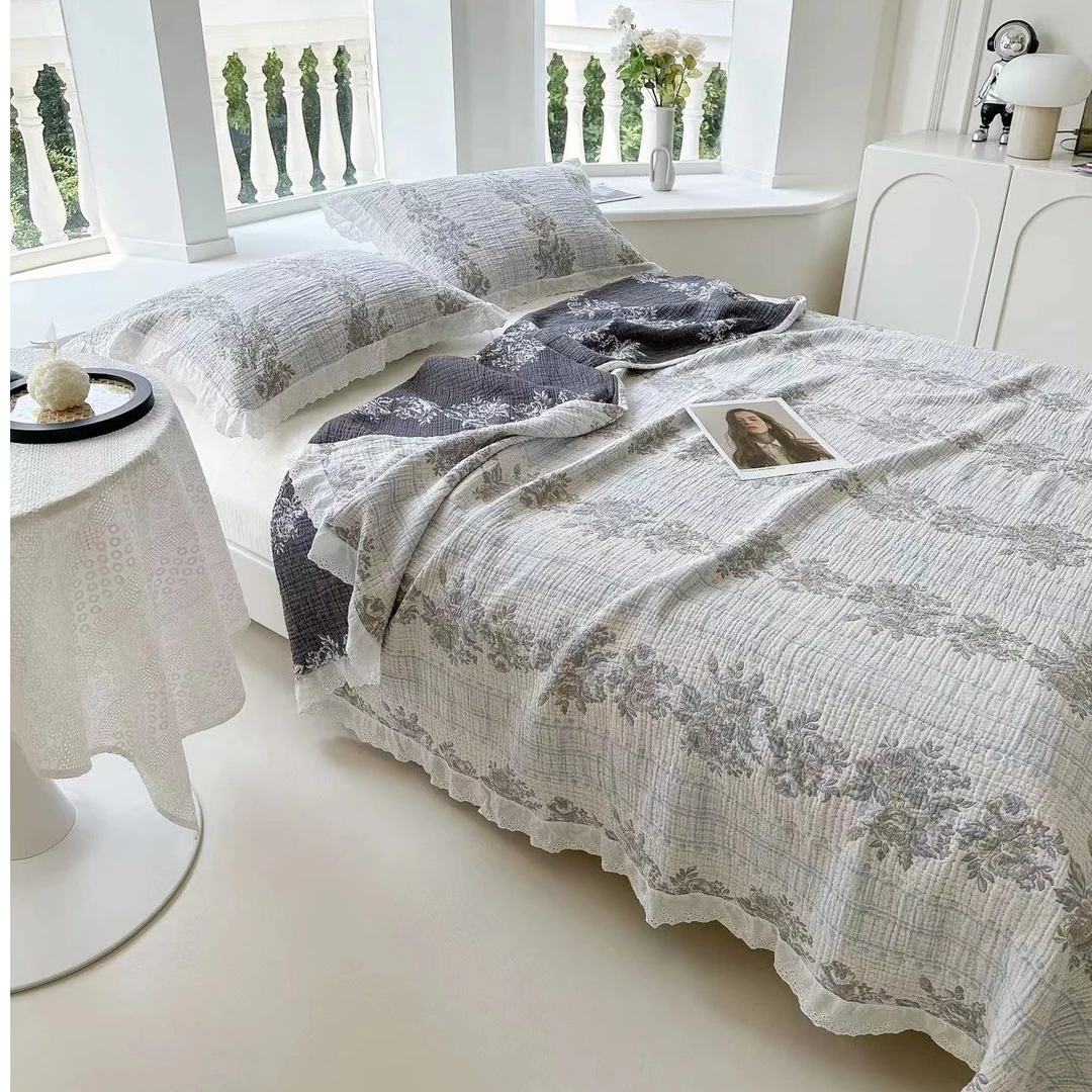 专享【京かわ会社】花边纱布毯 纯棉纱布双人盖毯 莫妮卡 200*230cm