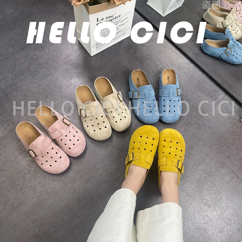 【退货补运费】欧若风夏季糖果色厚底内增高外穿女勃肯半包拖鞋6016