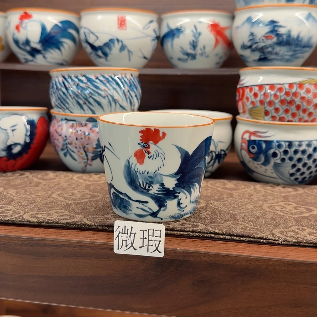 釉下手绘茶具微瑕