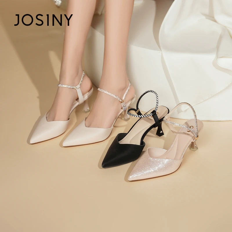 卓诗尼法式包头凉鞋女2025夏季新款两穿细跟单鞋配裙子尖头高跟鞋