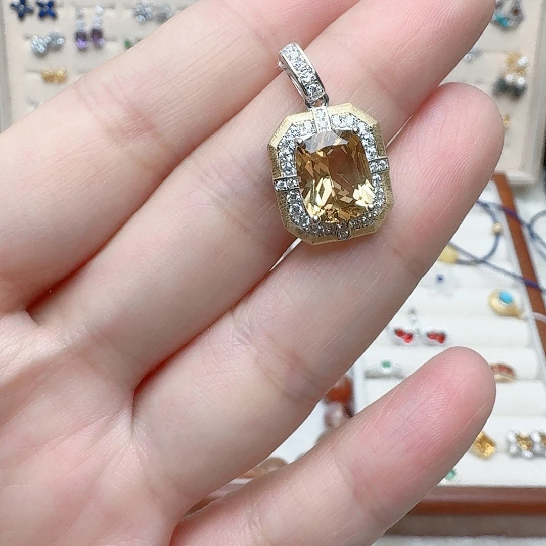 水晶吊坠(不含链)银S925镶嵌吊坠537