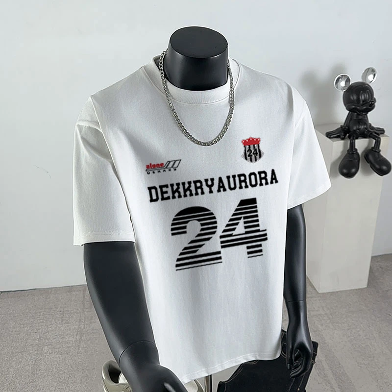 JTRT潮牌高街风字母印花纯棉短袖T恤男女夏季重磅白色宽松上衣ins