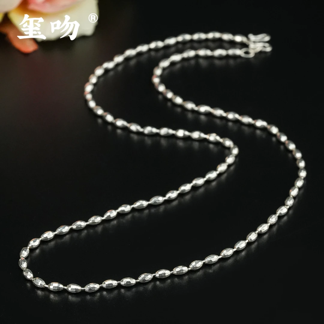 链子足银 【玺吻】足银时尚百搭小众设计款小米链不规则切割面项链