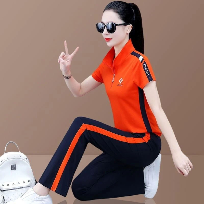 女士夏季运动服套装减龄时尚洋气显瘦休闲穿搭