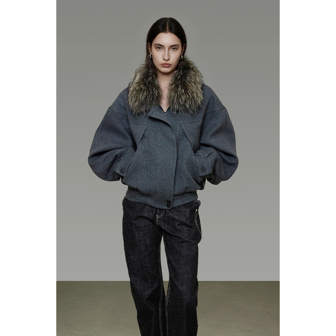 11.11上新真貉子毛【领口蓬松毛领 低调利落雅致】短款棉服UD25W191