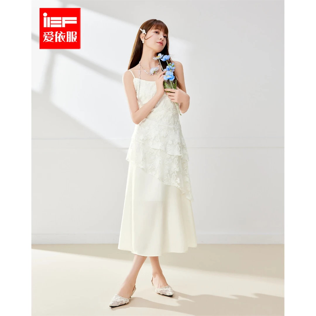IEF/爱依服裙子2025夏季新款温柔小女人气质度假风吊带长裙流光风