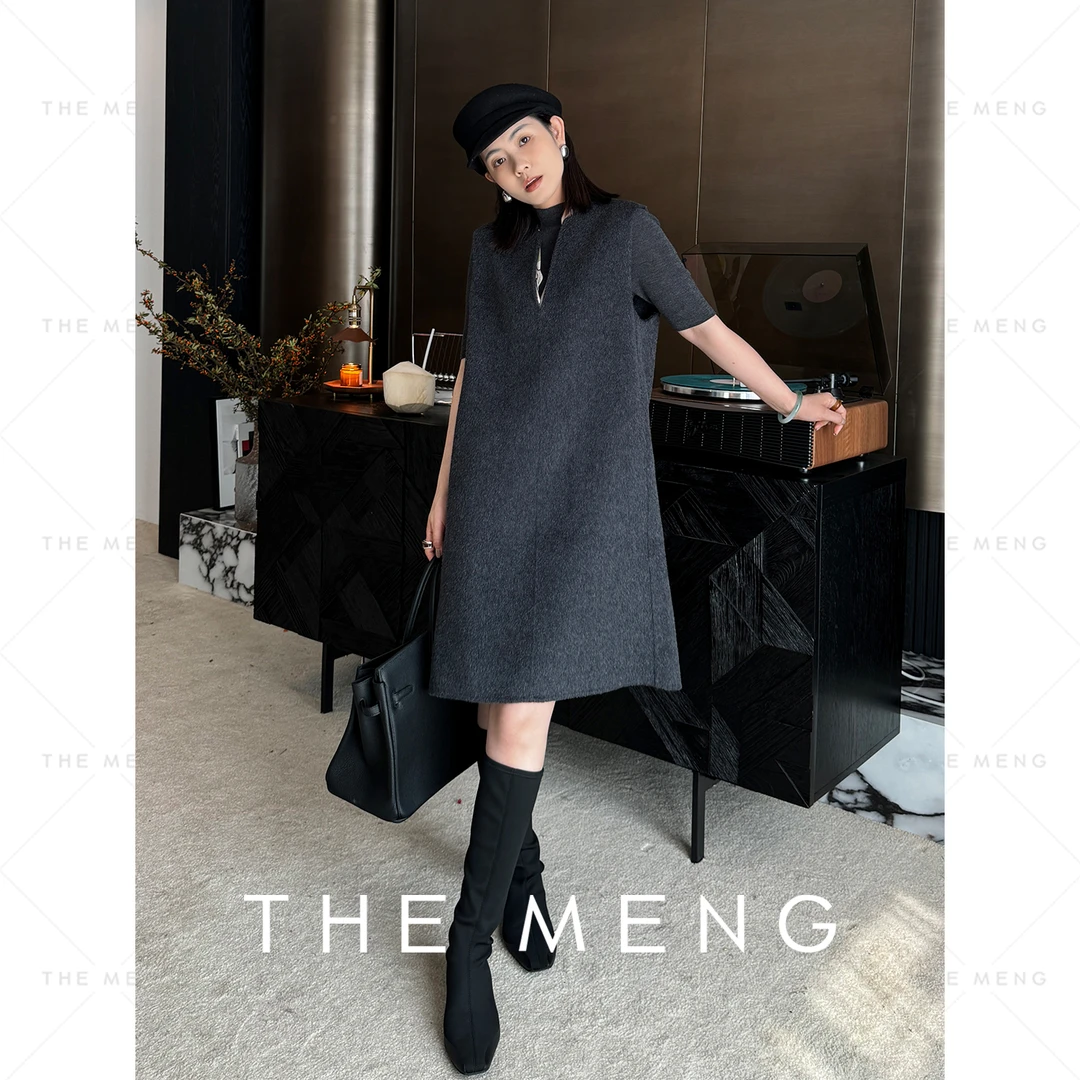 THE MENG【山谷】高克重骆驼绒绵羊毛桑蚕丝通勤连衣裙#M243G0202+A